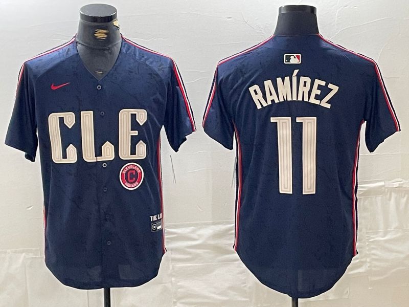 Men Cleveland Indians #11 Ramirez Blue City Edition Nike 2024 MLB Jersey style 9->cleveland indians->MLB Jersey